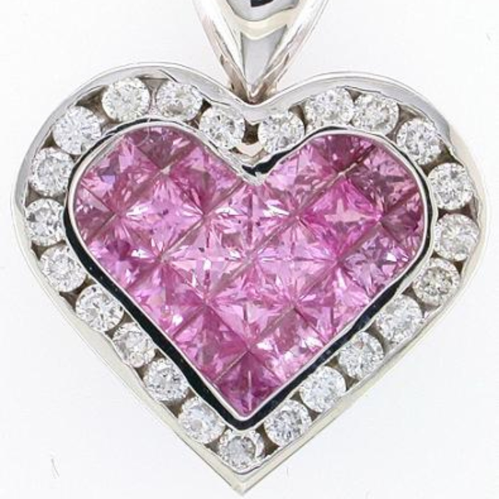 Diamond Pink Saphire Pendant .51TDW 1.49PS 18KT
